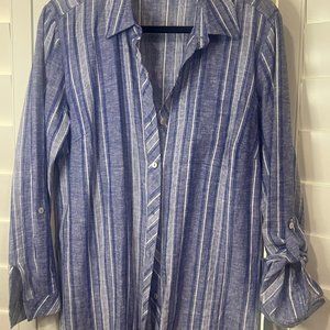 Susan Graver Regular Easy Linen Blend Cross-Dyed Tunic